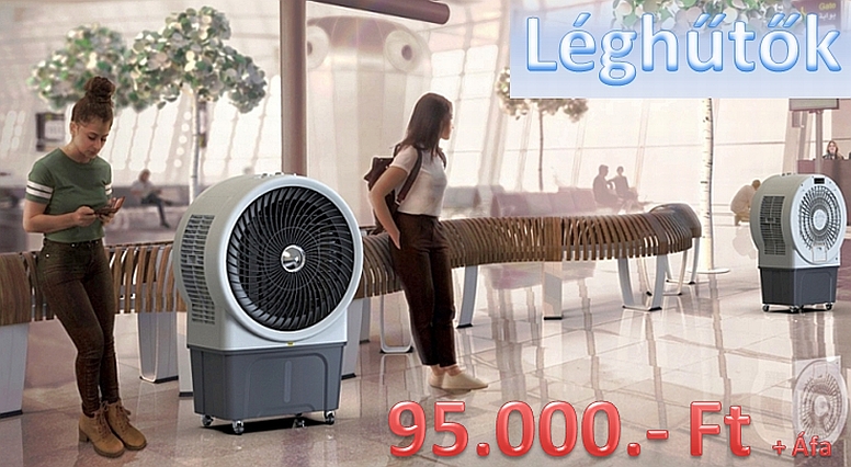 Rendkívül nagy teljesítményű léghűtő, nagy helyiségekbe ajánljuk.
Könnyű és kerekekkel felszerelt, egyszerű mozgatás, ventilátorként is használható.
120 m2-es helyiségek hűtésére alkalmas, Friss és szűrt levegő!